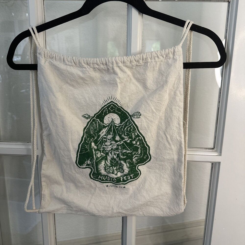 ACL Fest Backpack Austin City Limits Festival Cinch Canvas Drawstring Pack Bag